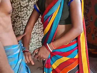 Desi Aunty & Desi Ashu anent tight clothes take turns procurement pounded anent hot orgy with stepbro & his wed anent saree