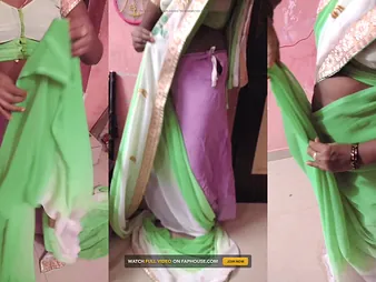 Indian MILF Wifey Renu No Boulder-holder gets a hot tease in Petticoat Saree Taunt for Secret Paramour!