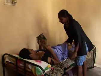 Super-fucking-hot youthfull Tamil stunners tell someone where to go out of reach of caressing their bellies out of reach of the bed in a sizzling knead